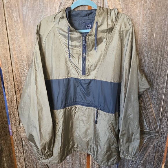 GAP Other - GAP Jacket Adult Size XL Green &‎ Navy Kangaroo Pocket Lightweight Windbreaker